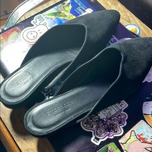 Everlane Classic Black Suede Mules